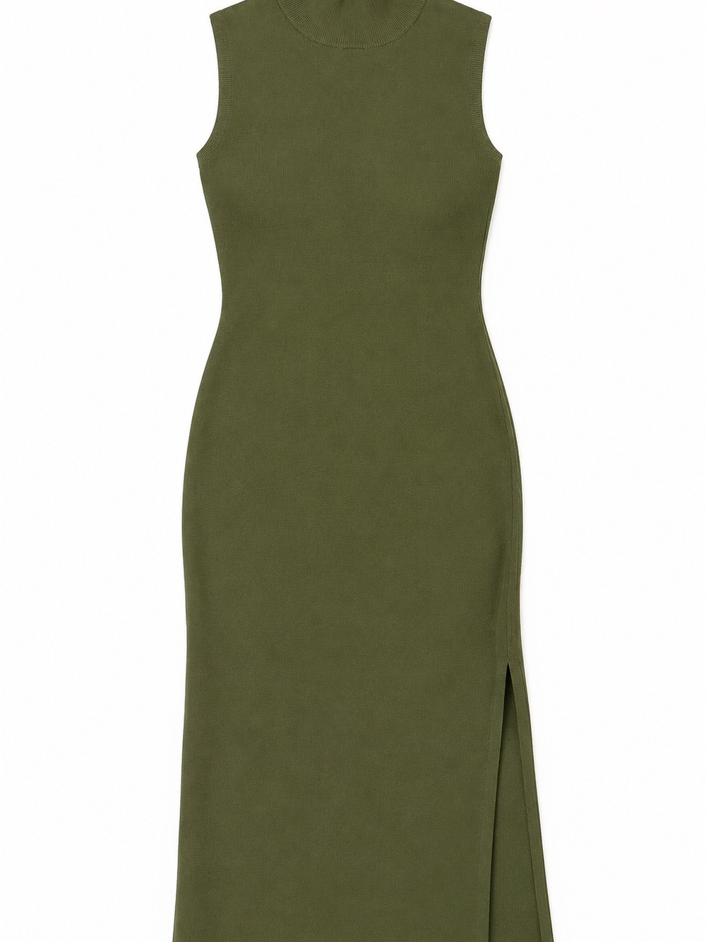 House of Harlow 1960 Olive Green Mock Neck Sleeveless Midi Dress XS Side Slit